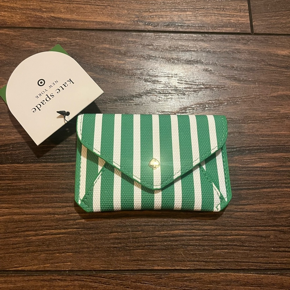 Kate Spade Green and White Striped Wallet